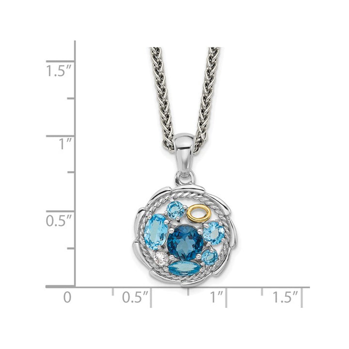 2.41 Carat (ctw) London and Swiss Blue Topaz Pendant Necklace in Sterling Silver with Chain (18 Inches) Image 2