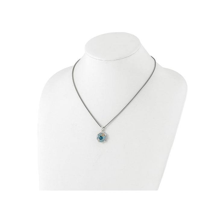 2.41 Carat (ctw) London and Swiss Blue Topaz Pendant Necklace in Sterling Silver with Chain (18 Inches) Image 3