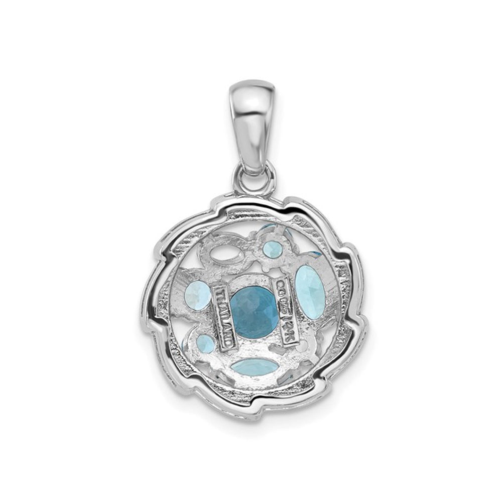 2.41 Carat (ctw) London and Swiss Blue Topaz Pendant Necklace in Sterling Silver with Chain (18 Inches) Image 4