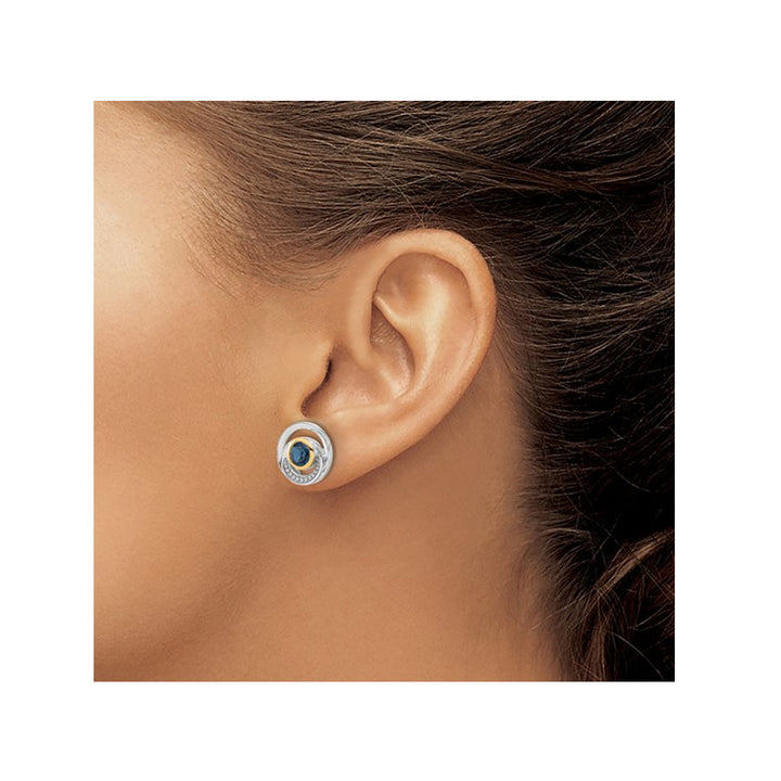 1.12 Carat (ctw) London Blue Topaz Button Post Earrings in Sterling Silver Image 4