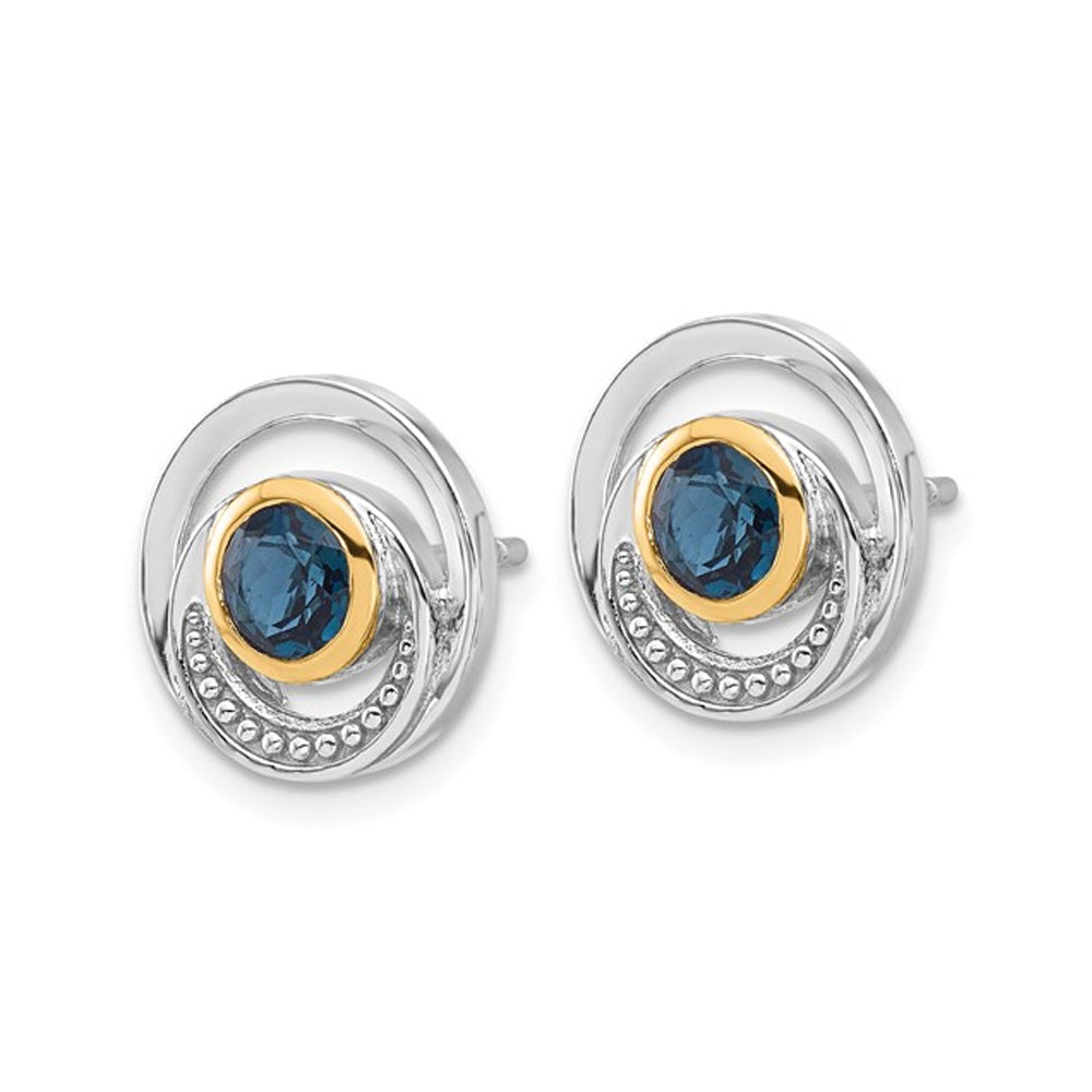 1.12 Carat (ctw) London Blue Topaz Button Post Earrings in Sterling Silver Image 4