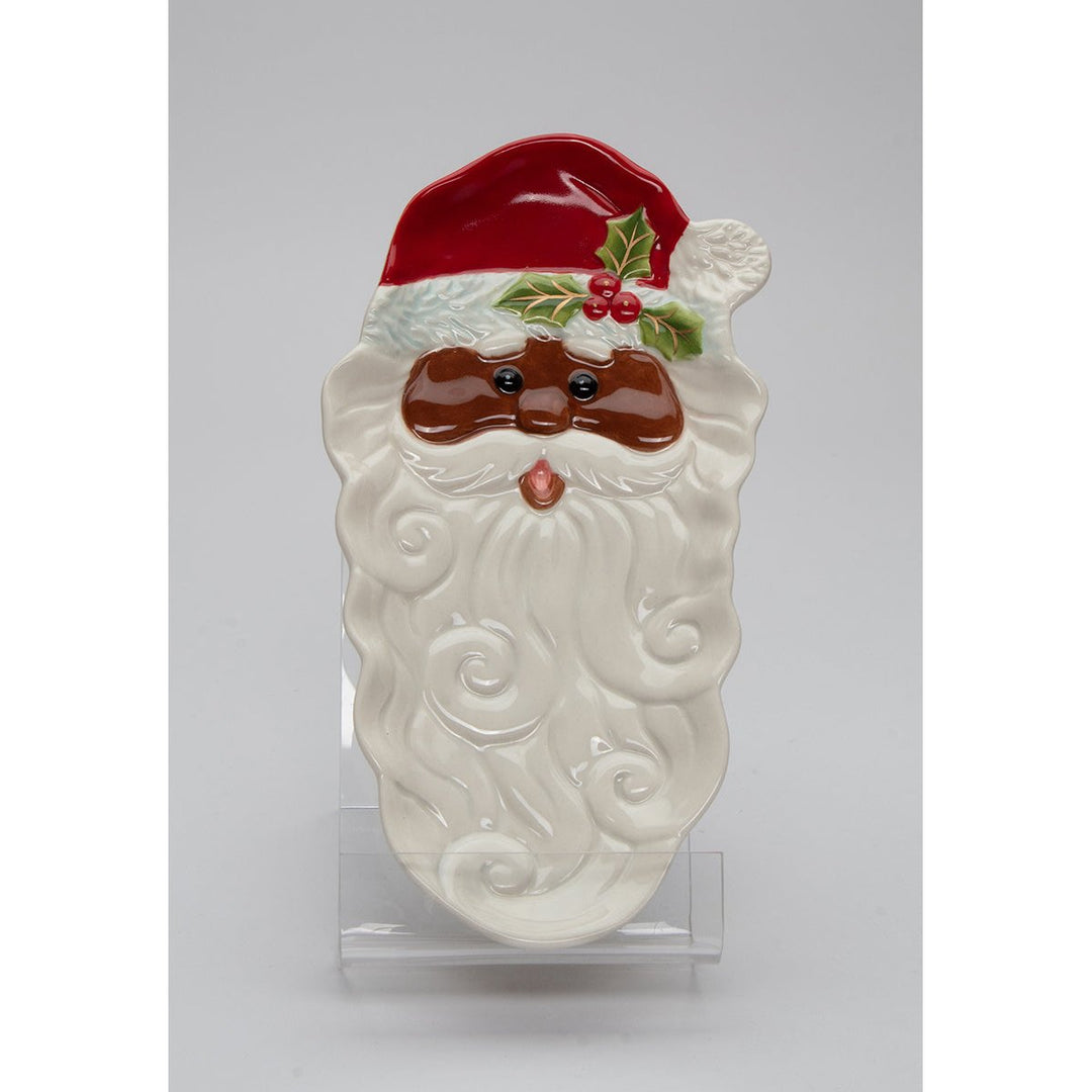 Ceramic African American Santa Dessert Tray 8.75x4.5 Inch Kitchen Image 2