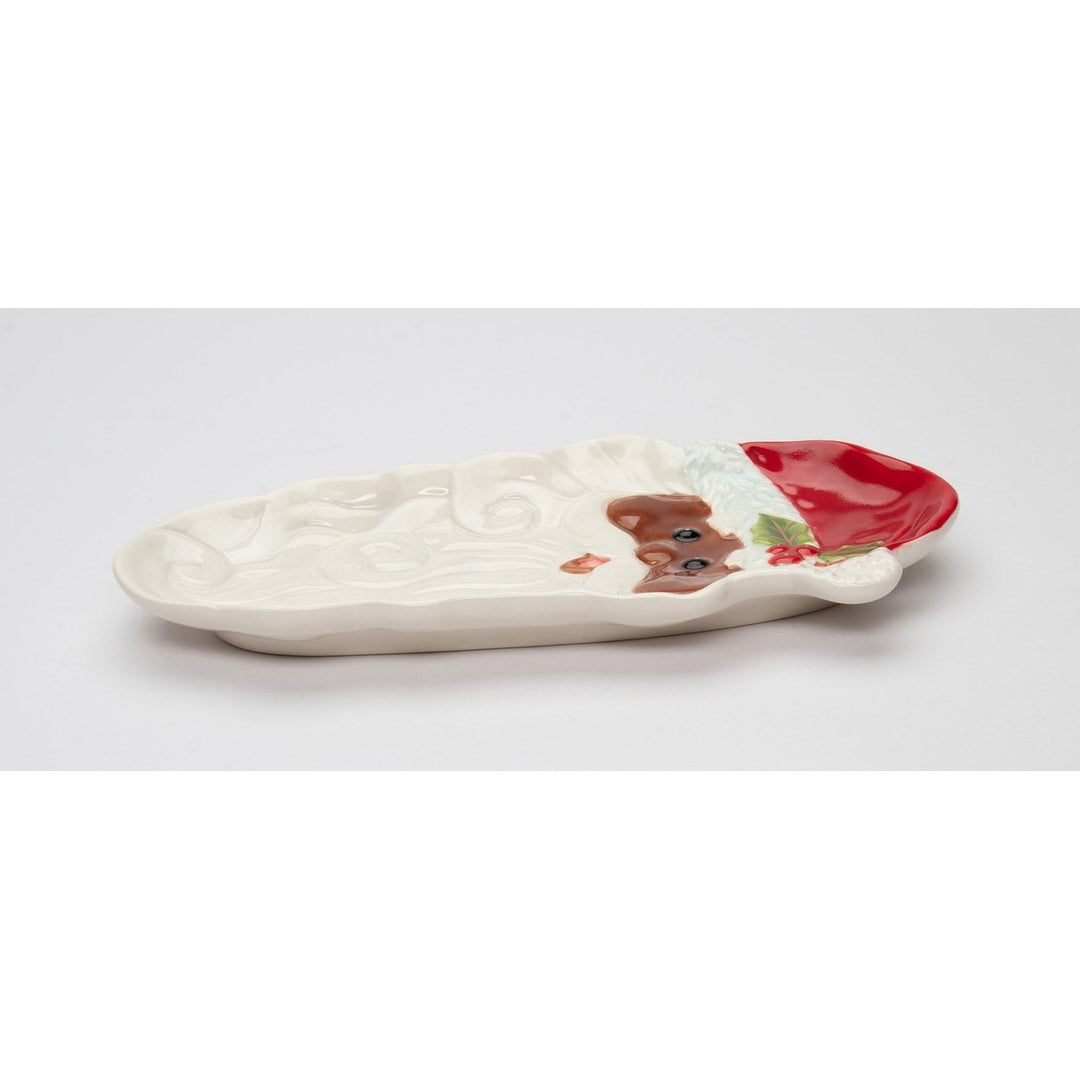 Ceramic African American Santa Dessert Tray 8.75x4.5 Inch Kitchen Image 4