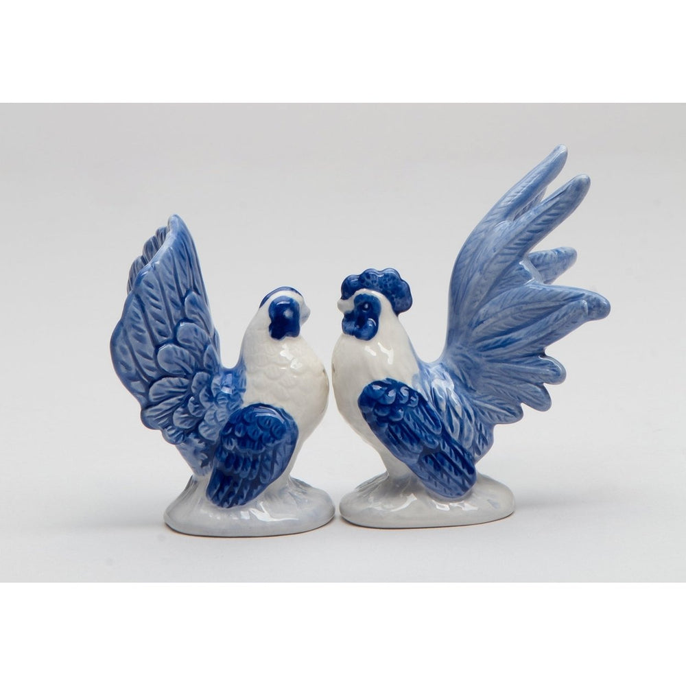 Ceramic Mini Blue Rooster Salt and Pepper Shakers Image 2