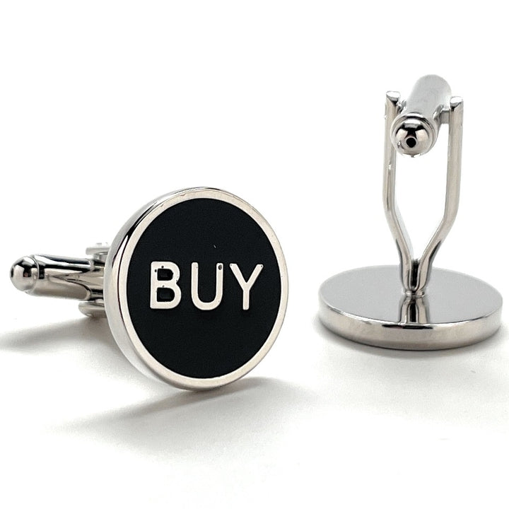 Buy Sell Cufflinks Stock Broker Black Enamel Silver Trim Cuff Links Real Estate Finical Investments Stock Market Image 4