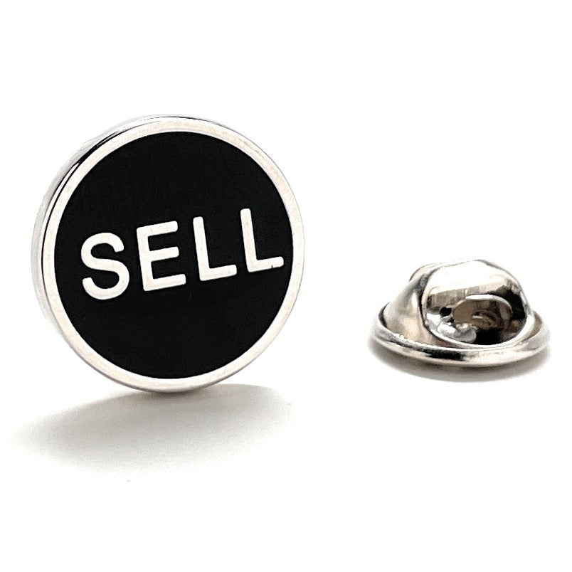 Sell Lapel Pin Stockmarket Investor Black Enamel Silver Trim Pin Real Estate Agent Lanyard Pin Name Tag Pin Banker Hat Image 1