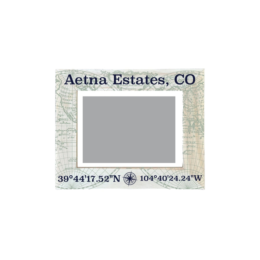 Aetna Estates Colorado Souvenir Wooden Photo Frame Compass Coordinates Design Matted to 4 x 6" Image 1