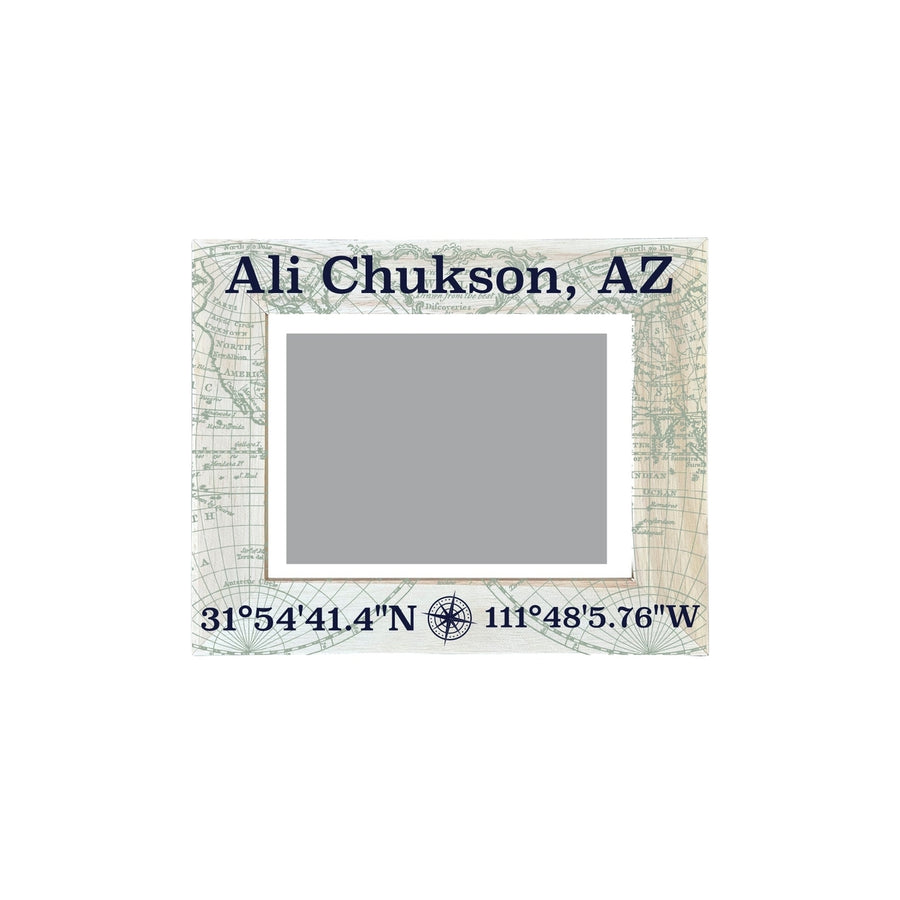 Ali Chukson Arizona Souvenir Wooden Photo Frame Compass Coordinates Design Matted to 4 x 6" Image 1