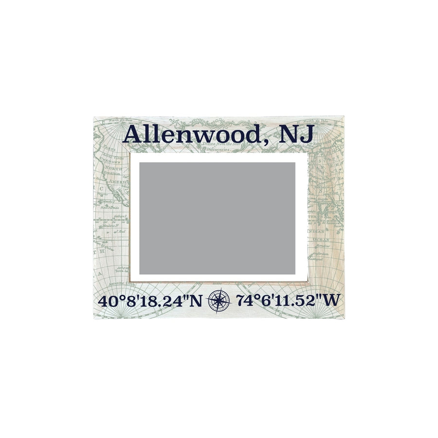 Allenwood  Jersey Souvenir Wooden Photo Frame Compass Coordinates Design Matted to 4 x 6" Image 1