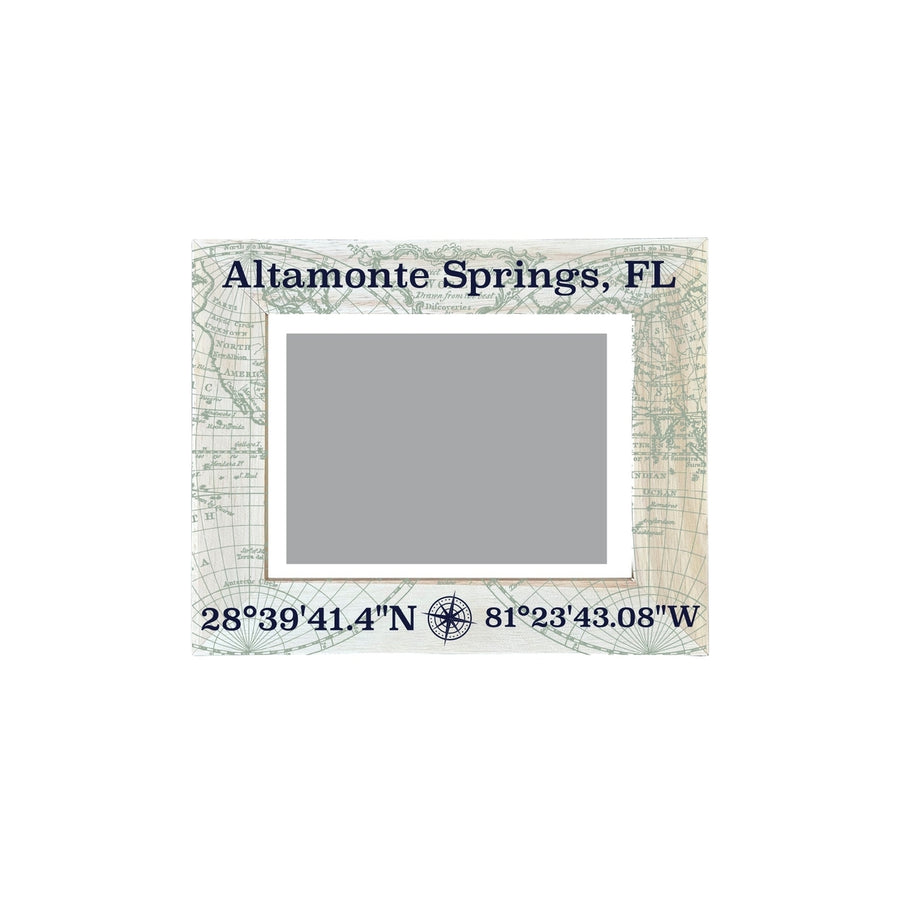 Altamonte Springs Florida Souvenir Wooden Photo Frame Compass Coordinates Design Matted to 4 x 6" Image 1