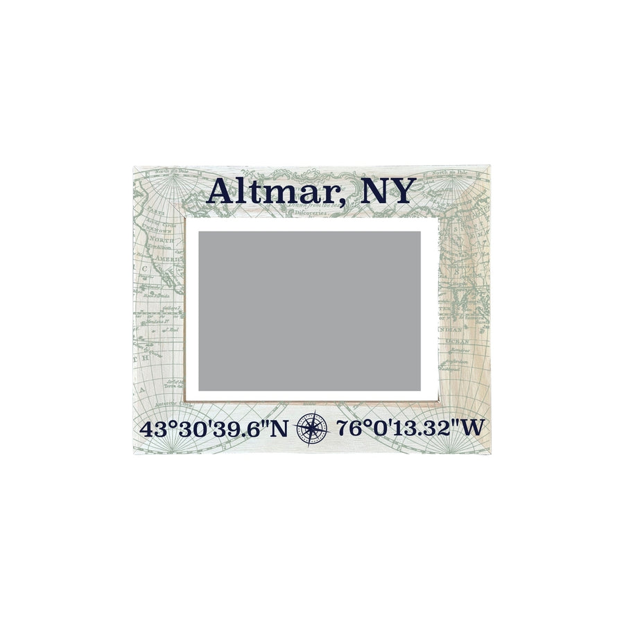 Altmar  York Souvenir Wooden Photo Frame Compass Coordinates Design Matted to 4 x 6" Image 1