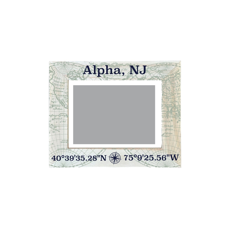 Alpha  Jersey Souvenir Wooden Photo Frame Compass Coordinates Design Matted to 4 x 6" Image 1
