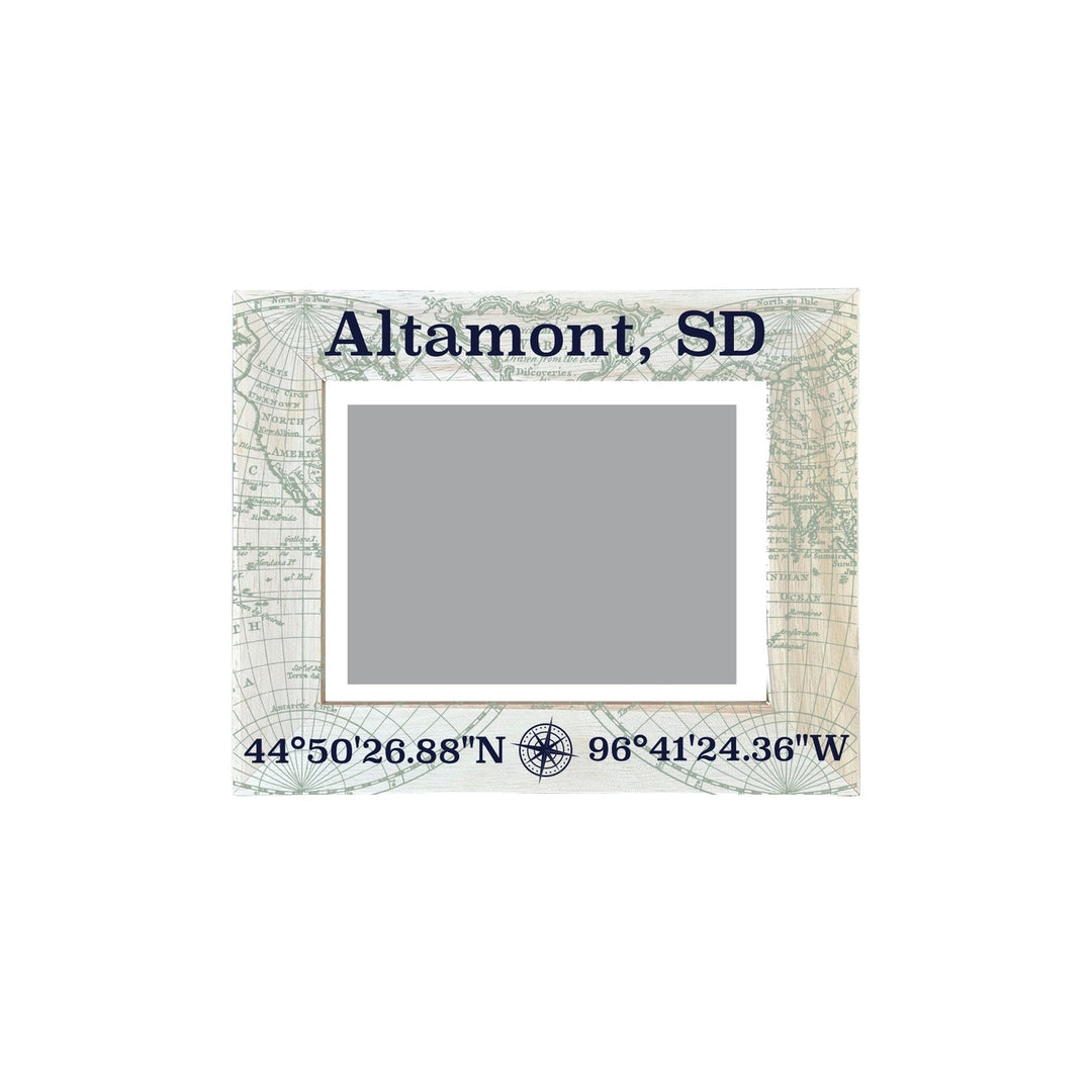 Altamont South Dakota Souvenir Wooden Photo Frame Compass Coordinates Design Matted to 4 x 6" Image 1