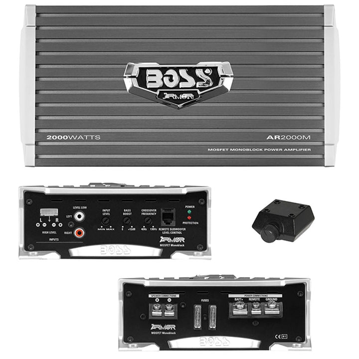 BOSS Audio Systems AR2000M Monoblock Car Amplifier - 2000 Watts 2-4 Ohm Stable Class A-B Mosfet Power Supply Gray Image 1