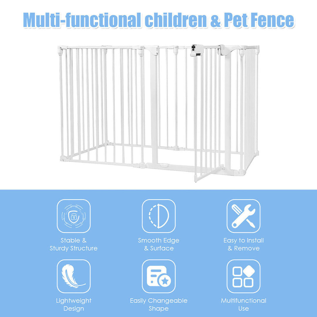 6 Panel Baby Safe Metal Gate Play Yard Barrier Pet Fence Adjustable Image 8