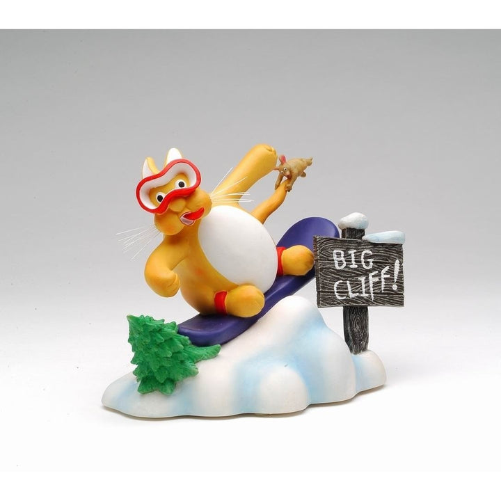 Snowboarding Cat Figurine 7.25" Kids Room Decor Pet Loss Remembrance Image 3