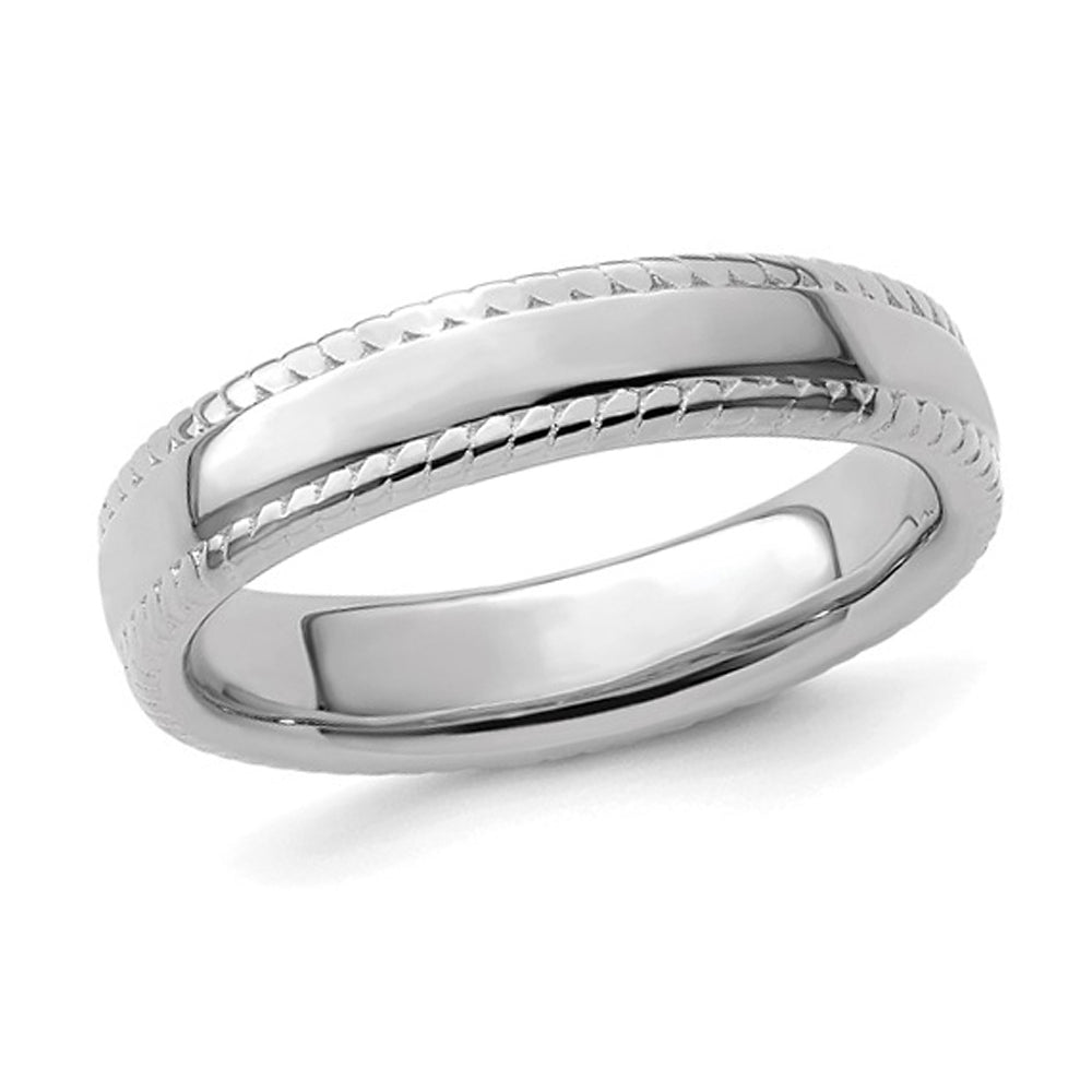 Sterling Silver Rope Edge Design Wedding Band Ring Image 1