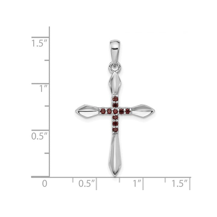 Sterling Silver Cross Pendant Necklace with Garnets and Chain Image 2