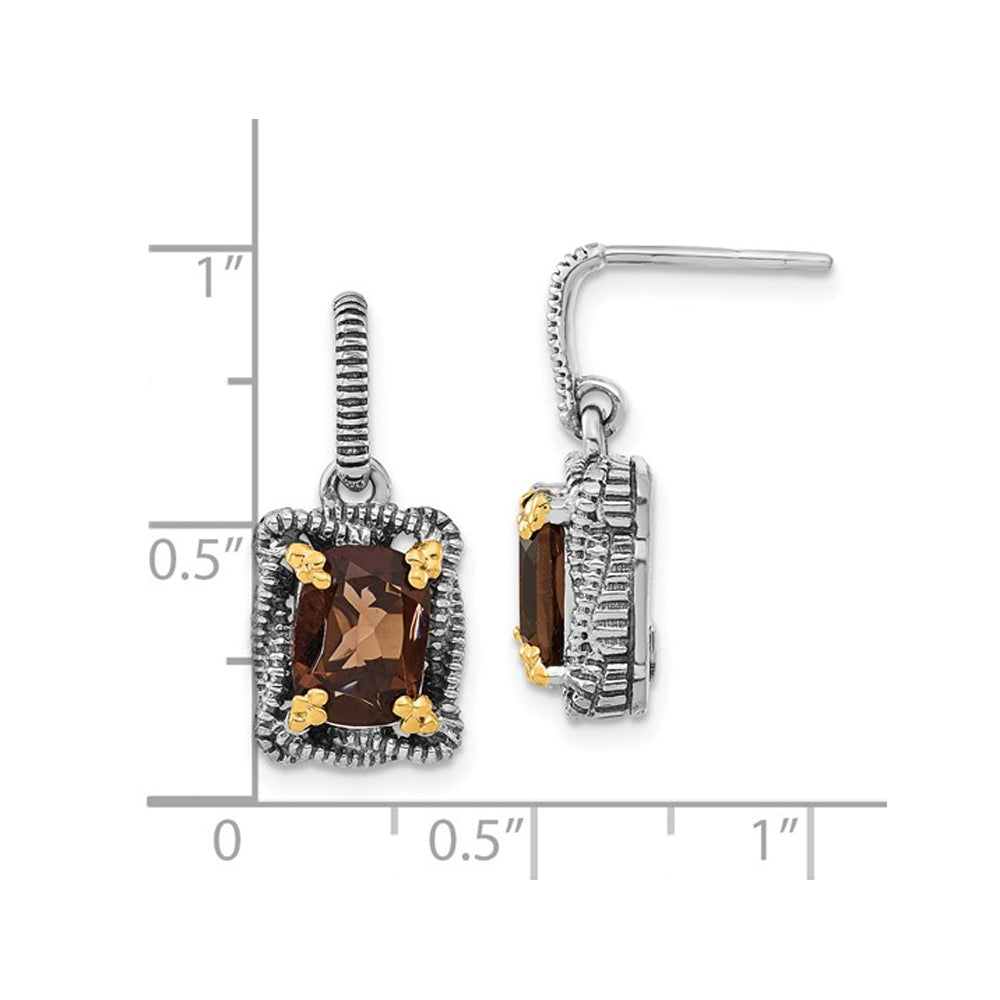 3.00 Carat (ctw) Cushion-Cut Smoky Quartz Dangle Earrings in Sterling Silver Image 2