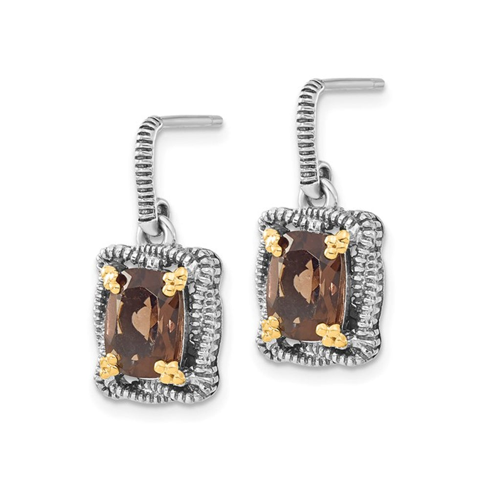 3.00 Carat (ctw) Cushion-Cut Smoky Quartz Dangle Earrings in Sterling Silver Image 3