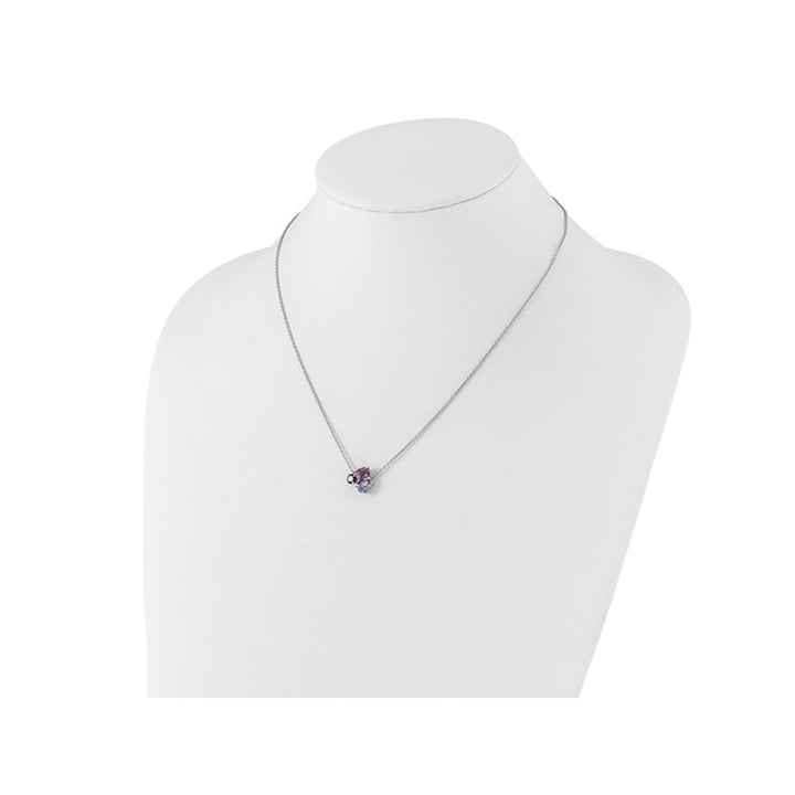 1.52 Carat (ctw) AmethystGarnet and Quartz Necklace in Sterling Silver with Chain Image 3