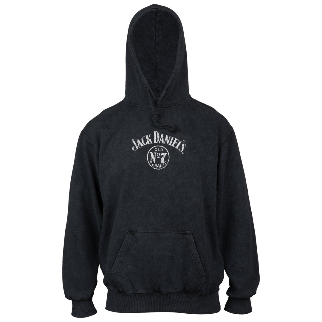 Jack Daniels Label Mineral Wash Front and Back Print Pull-Over Hoodie Image 2