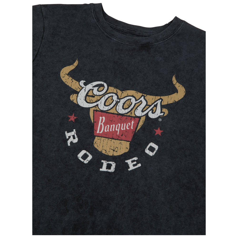 Coors Banquet Rodeo Long Horns Logo Distressed Womens T-Shirt Image 2