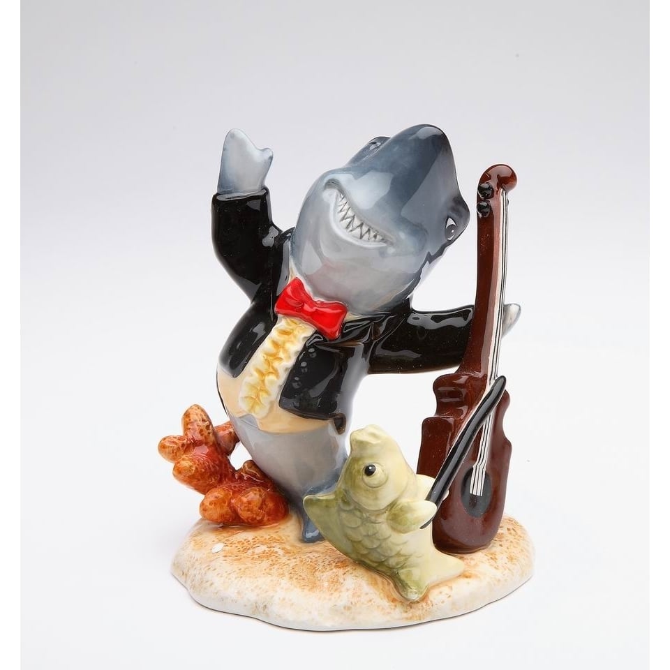 Ceramic Shark Musician Figurine 4.5 inches  Shark Image 3