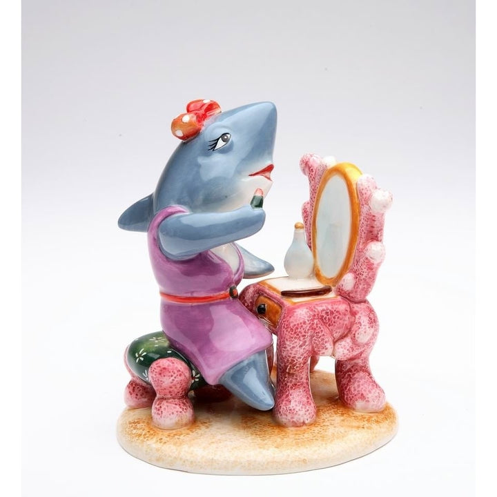 Ceramic Shark Figurine 4.75in Makeup  Mom Fashionista Image 3