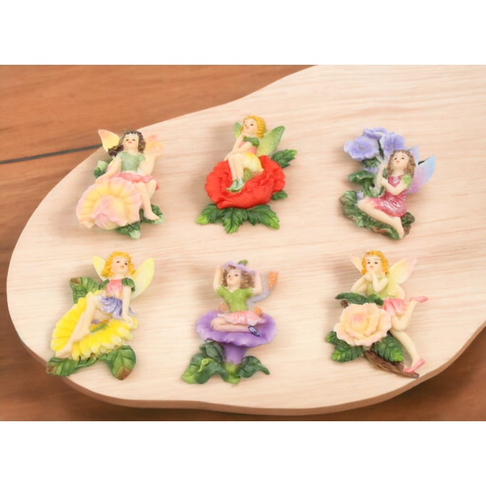 Fairies with Flowers Magnetic Decor Set of 6 Refrigerator Art Image 1