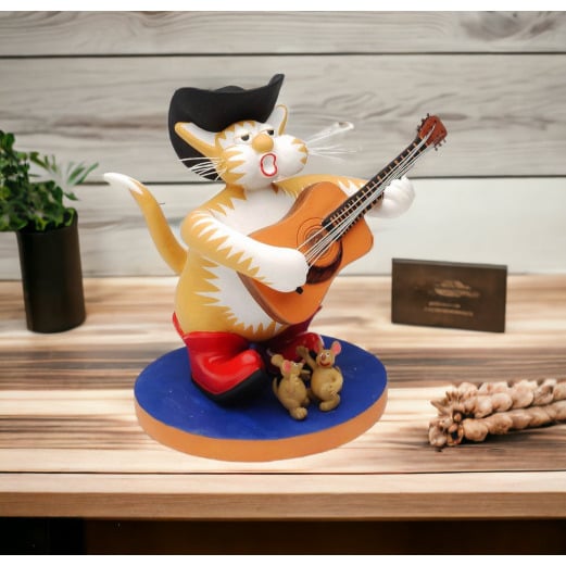 Country Singer Cat Figurine 5x3.5x5 Gift for Cat Lovers Home Image 1