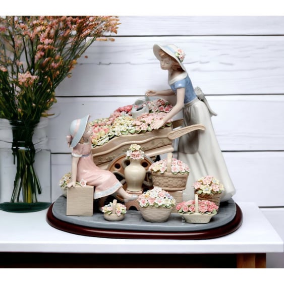 Kevins Gift Shoppe Fine Porcelain Mother with Daughter at Flower Market Figurine Image 2