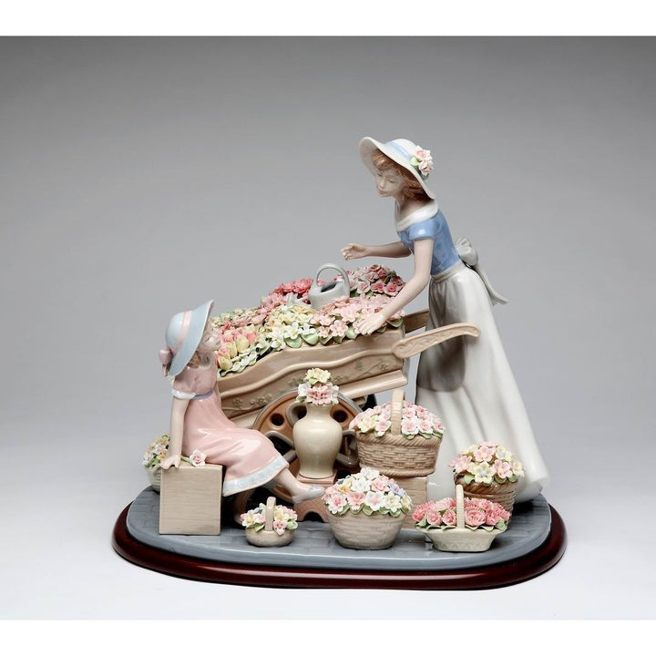 Kevins Gift Shoppe Fine Porcelain Mother with Daughter at Flower Market Figurine Image 3