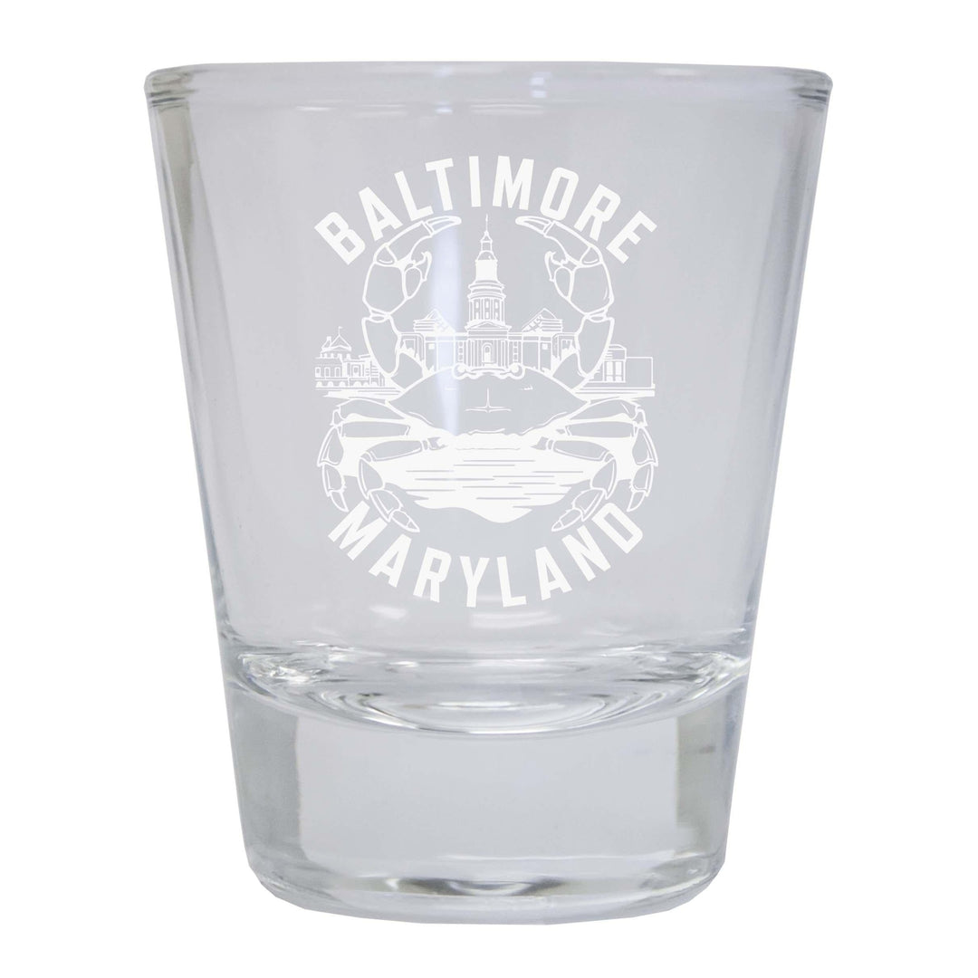 Baltimore Maryland A Souvenir 1.5 Ounce Engraved Shot Glass Round Image 1