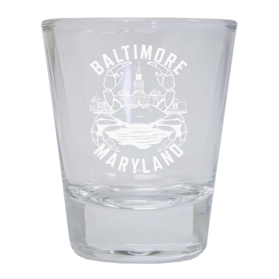 Baltimore Maryland A Souvenir 1.5 Ounce Engraved Shot Glass Round Image 1