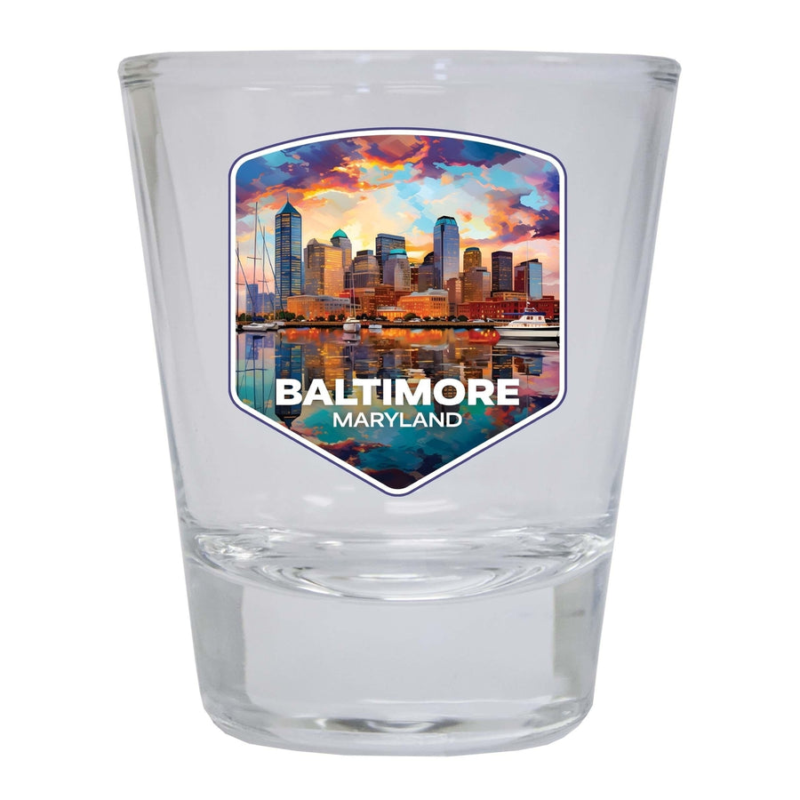 Baltimore Maryland A Souvenir 1.5 Ounce Shot Glass Round Image 1