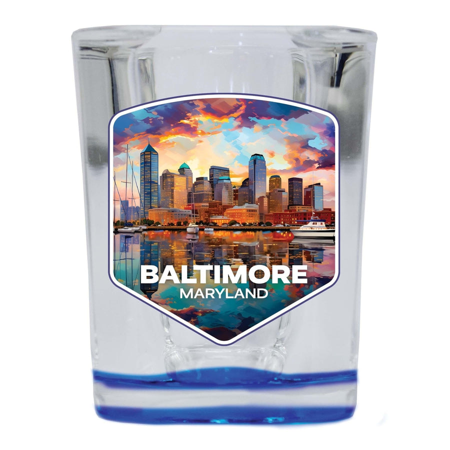 Baltimore Maryland A Souvenir 2.5 Ounce Shot Glass Square Base Image 1