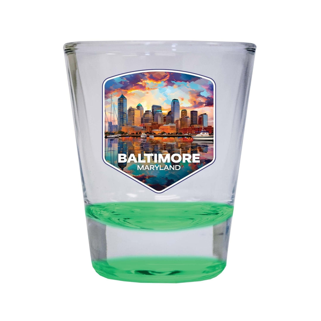 Baltimore Maryland A Souvenir 1.5 Ounce Shot Glass Round Image 4