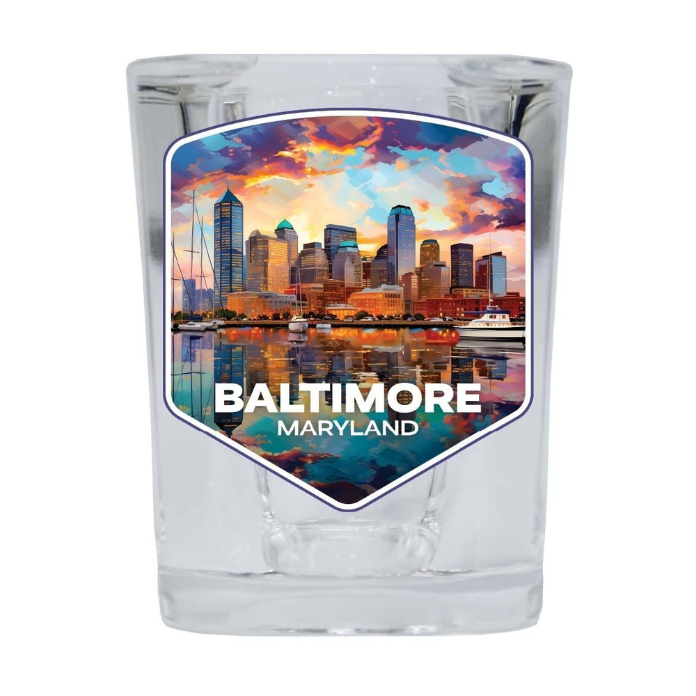 Baltimore Maryland A Souvenir 2.5 Ounce Shot Glass Square Base Image 2