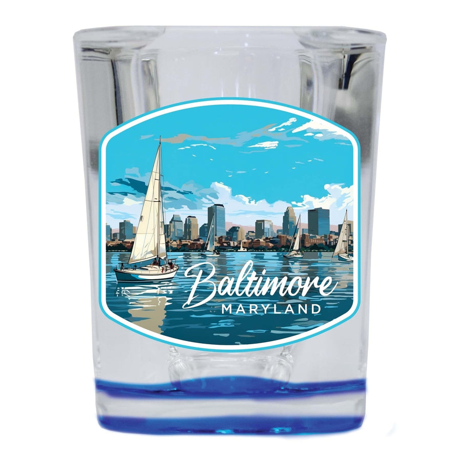 Baltimore Maryland B Souvenir 2.5 Ounce Shot Glass Square Base Image 1