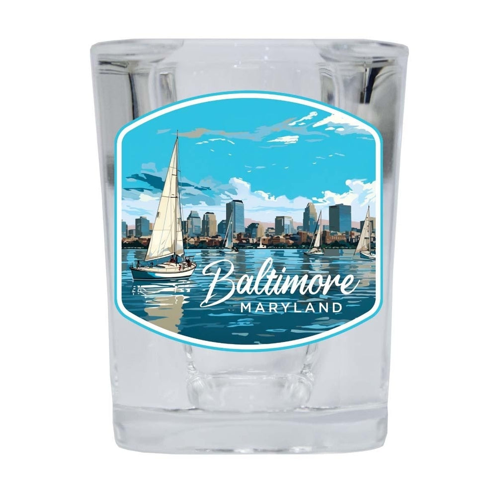 Baltimore Maryland B Souvenir 2.5 Ounce Shot Glass Square Base Image 2