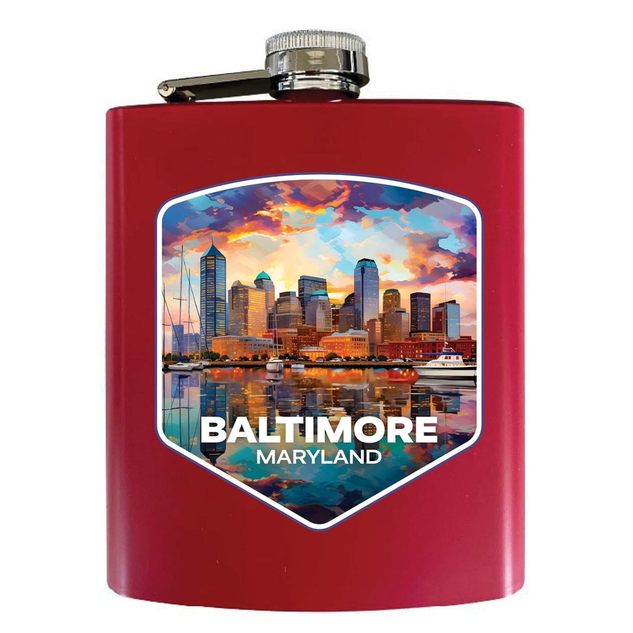 Baltimore Maryland A Souvenir 7 oz Steel Flask Matte Finish Image 1