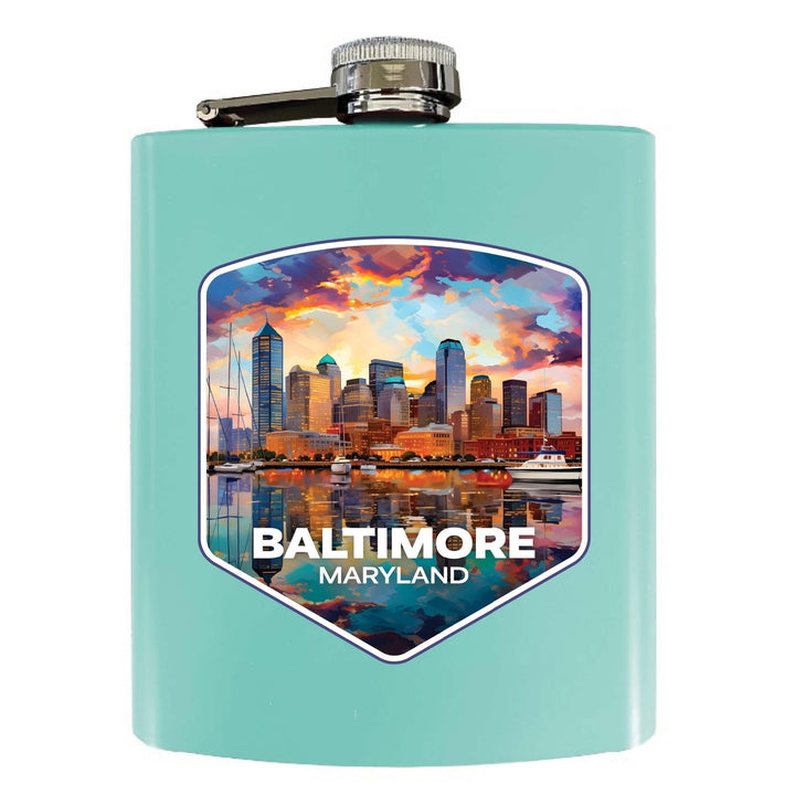 Baltimore Maryland A Souvenir 7 oz Steel Flask Matte Finish Image 2