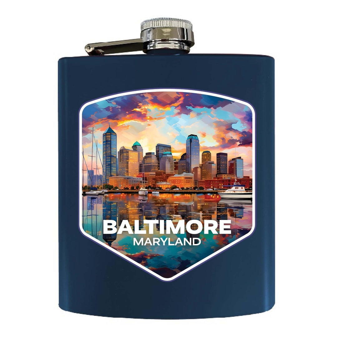 Baltimore Maryland A Souvenir 7 oz Steel Flask Matte Finish Image 3