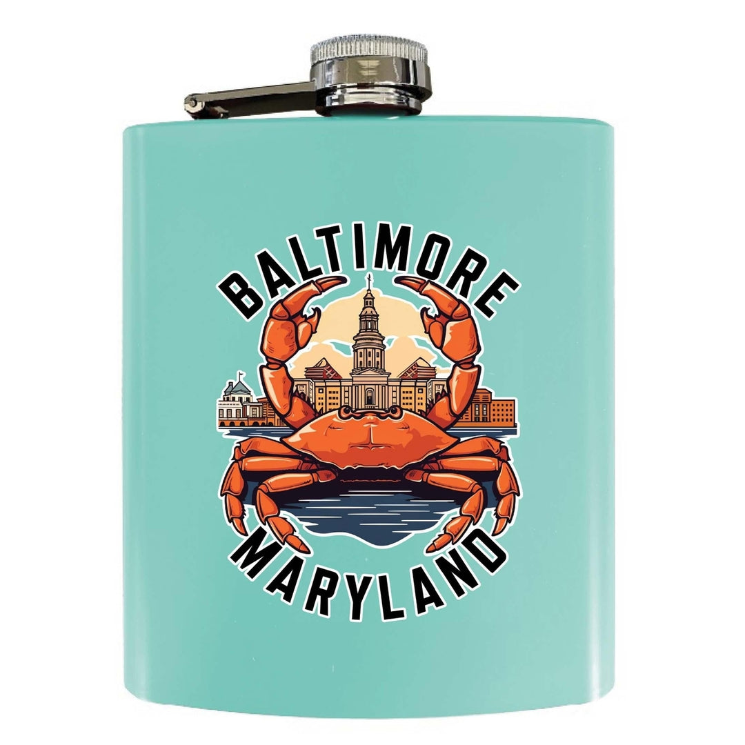 Baltimore Maryland D Souvenir 7 oz Steel Flask Matte Finish Image 1