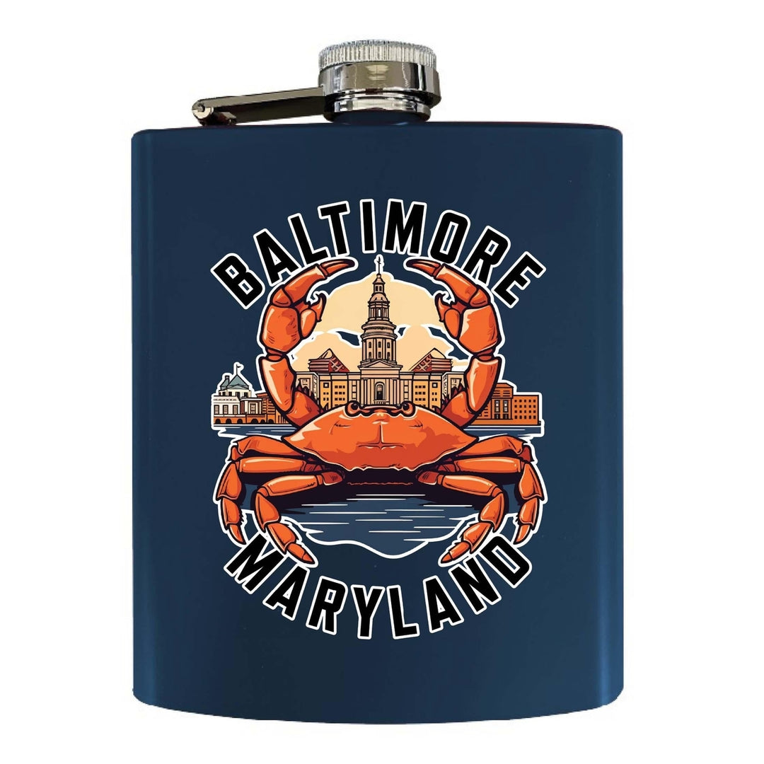 Baltimore Maryland D Souvenir 7 oz Steel Flask Matte Finish Image 2