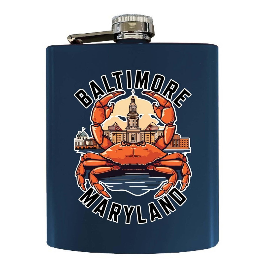 Baltimore Maryland D Souvenir 7 oz Steel Flask Matte Finish Image 1