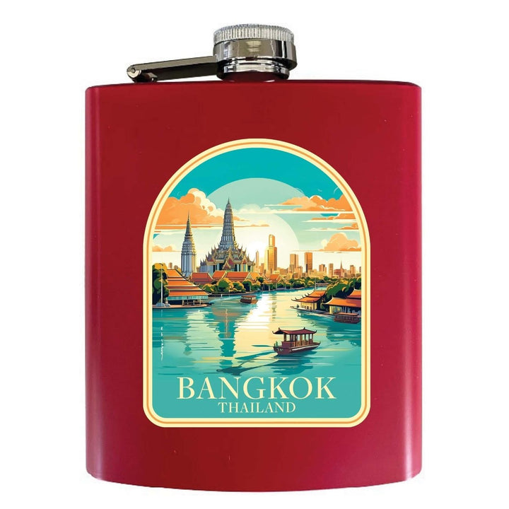 Bangkok Thailand A Souvenir 7 oz Steel Flask Matte Finish Image 1