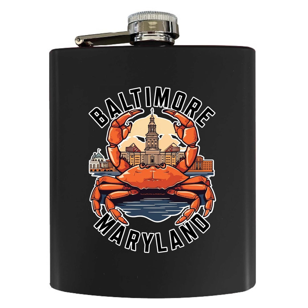 Baltimore Maryland D Souvenir 7 oz Steel Flask Matte Finish Image 3