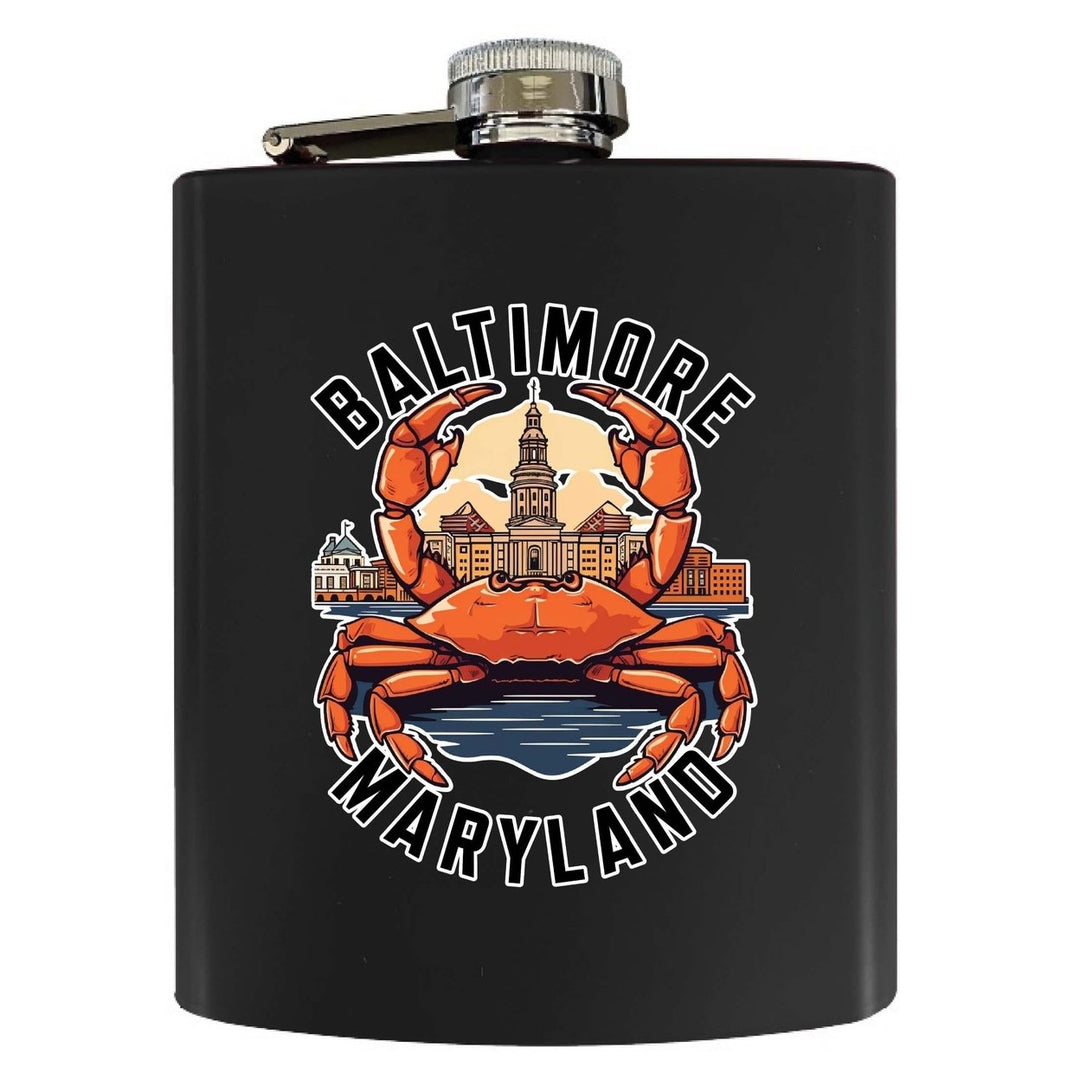 Baltimore Maryland D Souvenir 7 oz Steel Flask Matte Finish Image 1